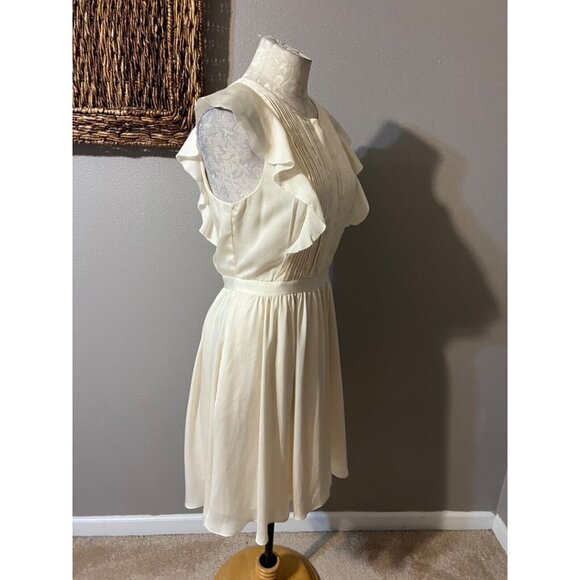 Banana Republic Dress Cream 6 Small Flutter Sleeve Pocket Washable NWT - Picture 7 of 7